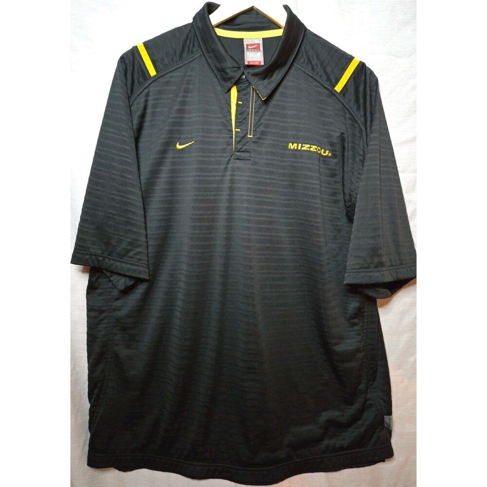 Nike Team Fit-Dri Mizzou Missouri Tigers Casual Polo Shirt Men's XL Silver Tag